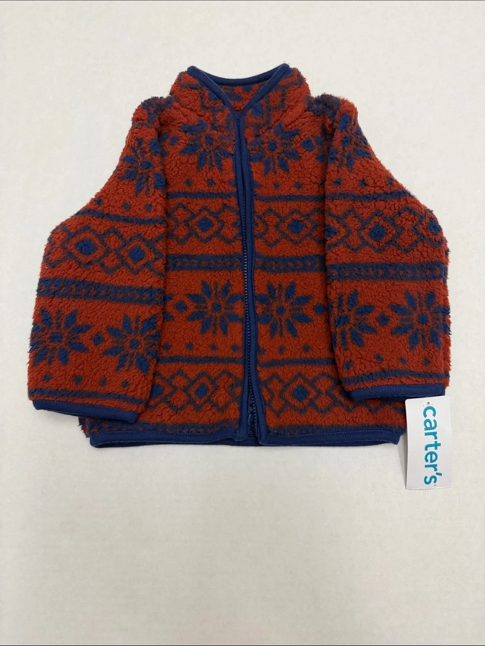 Carter's Baby 9M Rust and Blue Patterned Sherpa Jacket